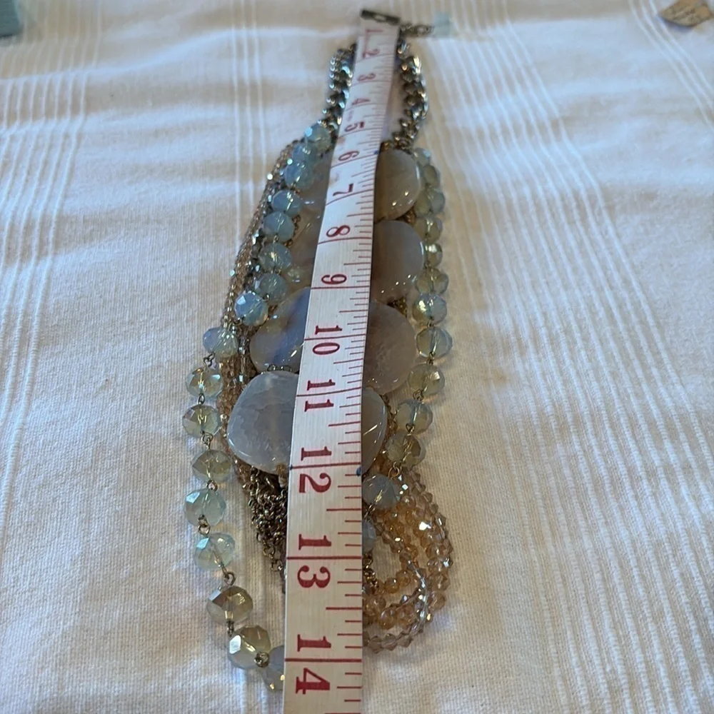 Chunky Layered 10 Strand Statement Necklace acrylic stone faceted beads chain